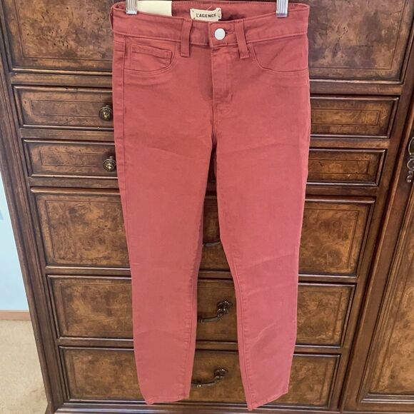L'AGENCE Denim - L’AGENCE Margot  woman’s light maroon high rise skinny jeans